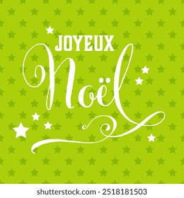 Joyeux Noel cartão vetor modelo de design com estrelas e fundo verde