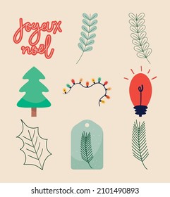 diseño de conjunto de iconos de joyeux noel