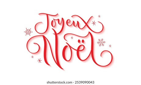 JOYEUX NOEL (FELIZ NATAL em francês) vetor vermelho escova caligrafia banner