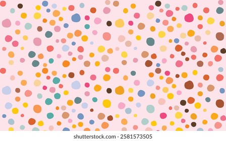 Joyful Abstract Pattern: A Colorful Celebration of Irregular Circles on a Soft Pink Background