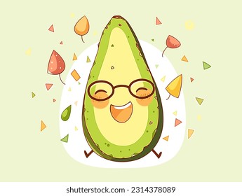 A joyful avocado with a big grin