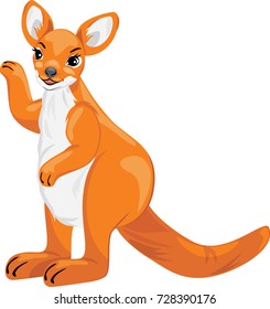Joyful baby kangaroo. Vector