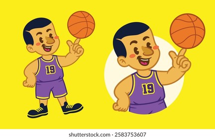 Joyful Basketball Player Mascot Illustration