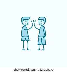 joyful boys 2 colored line icon. Simple colored element illustration. joyful boys outline symbol design from friendship set
