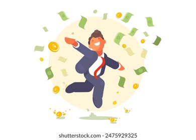 Joyful Business Success, vector illustration, Euphoric Achievement in Finance