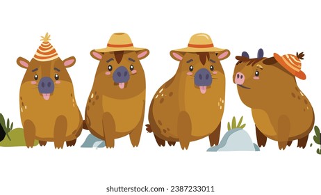 Joyful capybara with hat, a delightful embodiment of happiness.