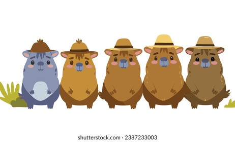 Joyful Capybara in a hat, spreading smiles with its adorable charm.