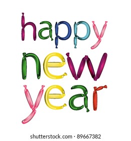 Joyful Cartoon balloon font - happy new year, vector clip art