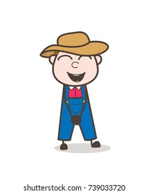 Joyful Cartoon Farmer Laughing Vector