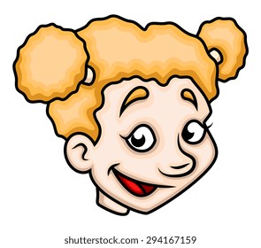 Joyful Cartoon Girl Face