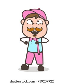Joyful Cartoon Seller Boy Smiling Vector Illustration