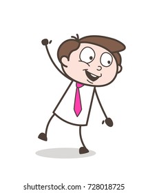 joyful cartoon young businessman dancing pose