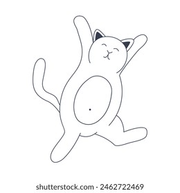 Joyful cat jumping simple doodle illustration