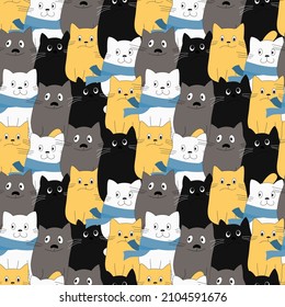 joyful cats wallpaper design seamless  pattern 