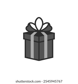 Joyful Celebration Charcoal Gray Color Gift Box. Vector illustration on White Background 