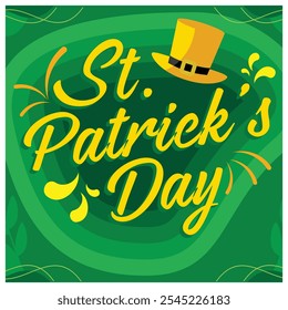 A joyful celebration of St Patrick's Day. Striped pattern background. St Patrick's Day background concept. Flat vector illustration.