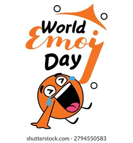 Joyful character expressing mirth during World Emoji Day. Ideal for social media campaigns and event promotion.