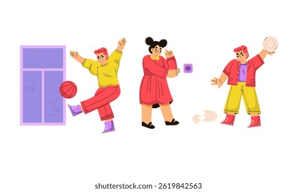 Joyful and Cheerful Characters Engaging in a Variety of Playful Activities and Lots of Fun