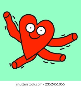 Joyful Cheerful And Funny Love Symbol. Love Is Weird Concept Card Character illustration