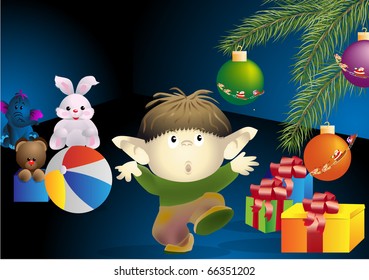 The joyful child in Christmas
