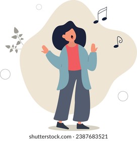 Joyful child, girl character singing songs with pure enthusiasm, spreading happiness.