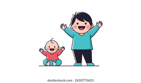 Joyful childhood moments two happy kids enjoying their playtime together