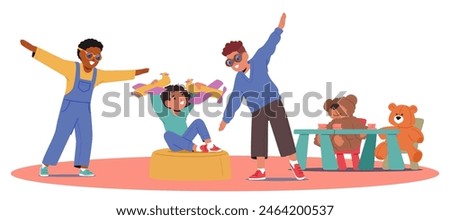 Similar – Image, Stock Photo Children Engaged in Creative Play with Beads and Tablet