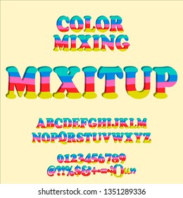 Joyful colorful Cartoon font. Letter from A to Z, bright vector illustration.
Full vector font for kids