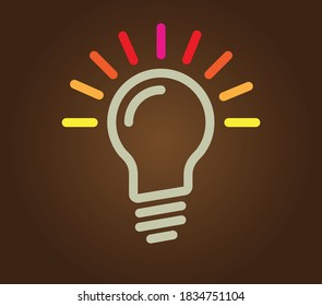 Joyful colorful old fashion light bulb. Invention and innovation