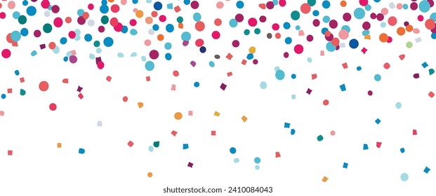 Joyful Confetti Border Frame Repeat Pattern for Celebrations: Festive Vector Confetti for Birthdays, Holidays, and Anniversaries - Colorful Decoration with Glistening, Flying