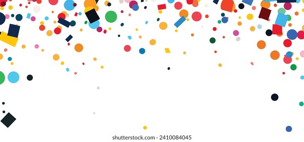 Joyful Confetti Border Frame Repeat Pattern for Celebrations: Festive Vector Confetti for Birthdays, Holidays, and Anniversaries - Colorful Decoration with Glistening, Flying