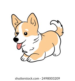 A joyful Corgi depicted in a charming kawaii style, with a bright expression and playful pose. Ideal for bringing happiness to any project