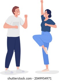 Joyful couple semi flat color vector character. Standing figures. Full body people on white. Family members isolated modern cartoon style illustration for graphic design and animation