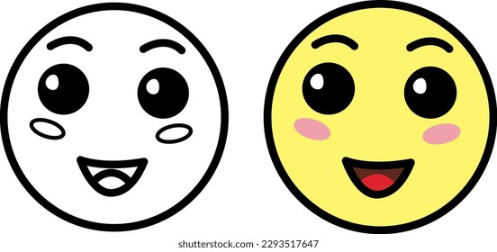 Joyful Cute Icons. Cartoon Vector Icons. Emotion Face