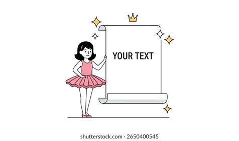 A joyful dancer presents your personal message with festive sparkle