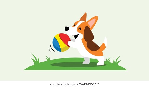 A Joyful Dog's Playful Moments Exploring Outdoor Fun with a Colorful Ball Toy
