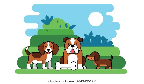 Joyful Dogs in a Sunny Field A Celebration of Canine Companionship and Nature