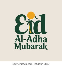 Joyful Eid Celebration with Mosque and Crescent Moon