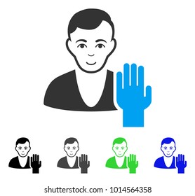 Joyful Elector vector pictogram. Vector illustration style is a flat iconic elector symbol with gray, black, blue, green color versions. Person face has enjoy sentiment.