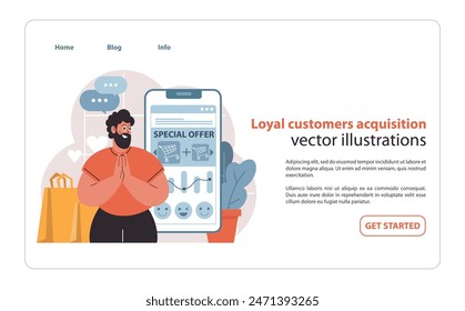 A joyful entrepreneur celebrates customer loyalty, leveraging special offers on a smartphone screen to bolster native advertising and foster repeat business.