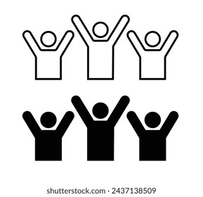 Joyful Event Acknowledgment Line Icon. Happy Collective Achievement icon in outline and solid flat style.