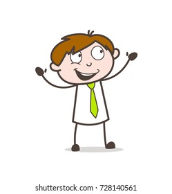 Joyful Excited Office Worker Vector Illustration