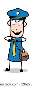 Joyful Expression - Postman Cartoon Courier Guy Vector Illustration