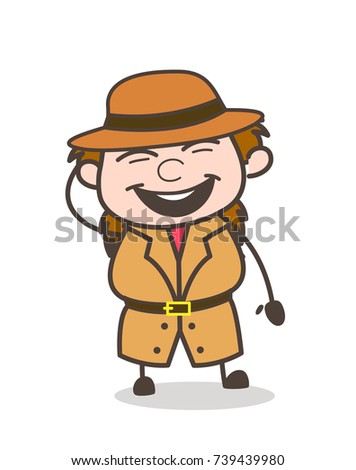 Joyful Face - Female Explorer Scientist Cartoon Vector
