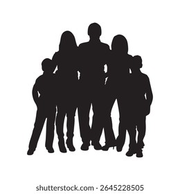 joyful family silhouette vector illustration of parents with children in happy moments