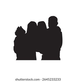 joyful family silhouette vector illustration of parents with children in happy moments