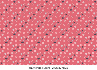 Fröhliche festliche Muster, die Glück und Liebe feiern und den warmen Geist des Valentins in fröhliche Farben und verspielte Formen vermischen.