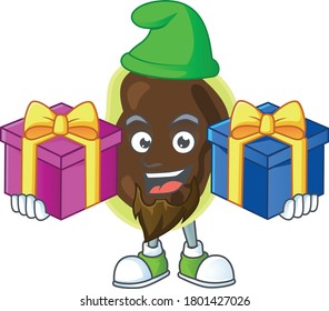 A joyful firmicutes mascot design style with Christmas gifts. Vector illustration