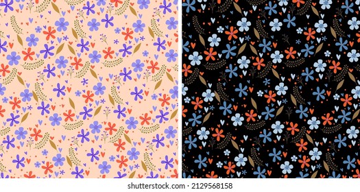 Joyful Flower Floral Leaf Pattern In Bright Colors