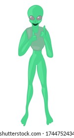 joyful friendly alien shows class. kind fantastic character for stickers or mascot